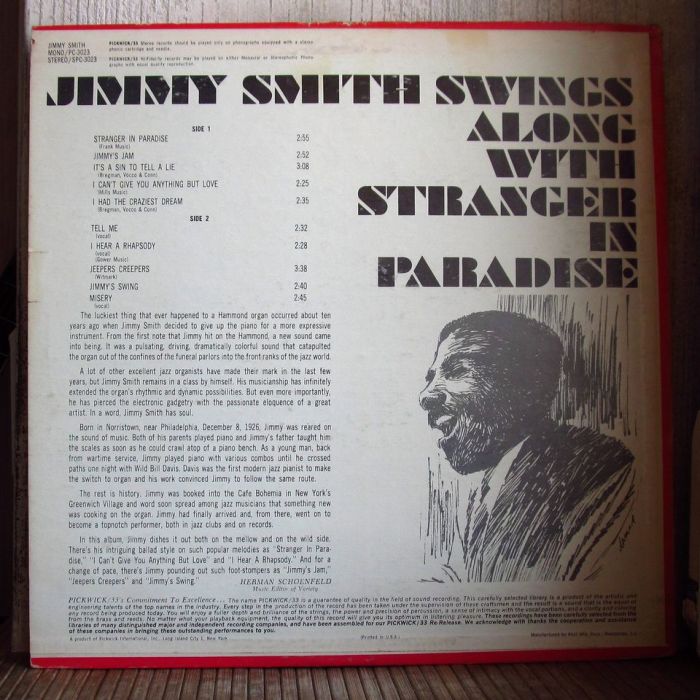 Платівка Джиммі Сміт | Jimmy Smith – Swings Along With Stranger In Paradise