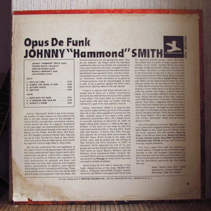 Платівка Джонні "Гаммонд" Сміт | Johnny "Hammond" Smith - Opus De Funk