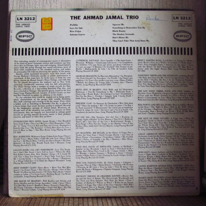Платівка Ахмад Джамал Тріо | The Ahmad Jamal Trio – The Ahmad Jamal Trio
