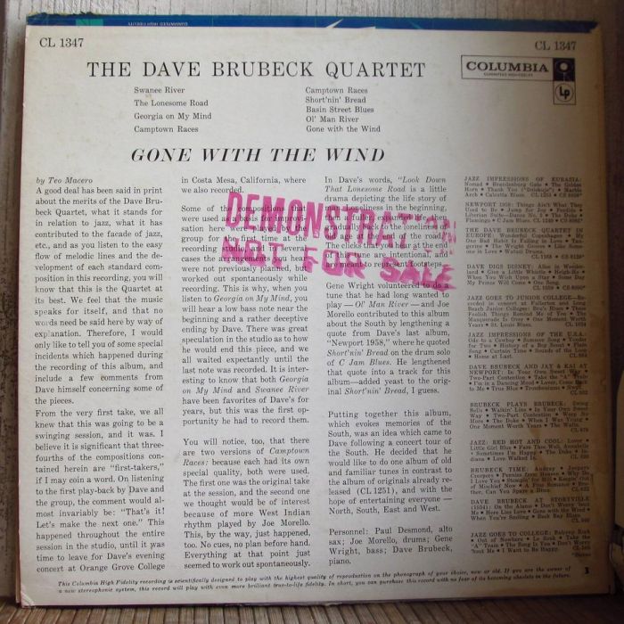 Платівка Зе Дейв Брубек Квартет- | The Dave Brubeck Quartet – Gone With The Wind
