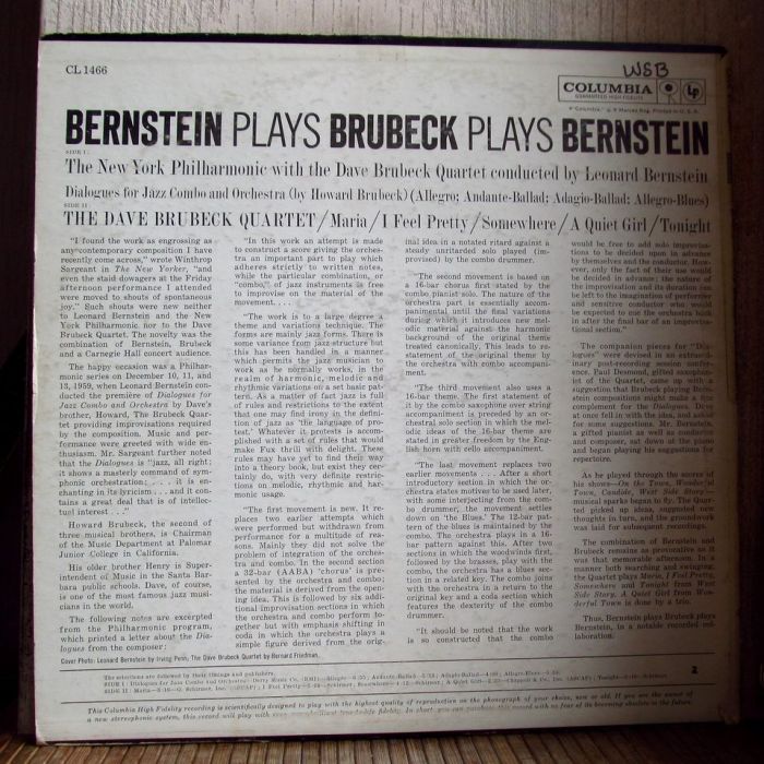 Платівка Зе Дейв Брубек Квартет | The Dave Brubeck Quartet – Bernstein Plays Brubeck Plays Bernstein