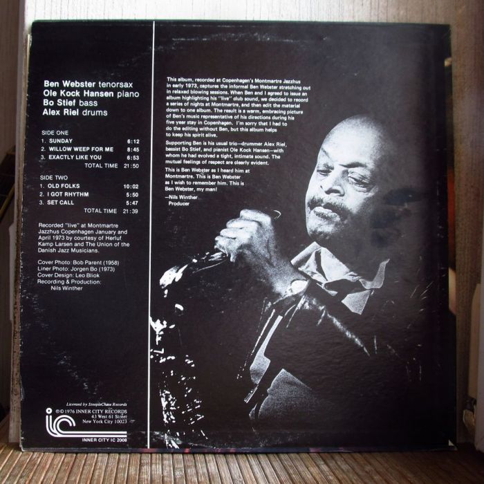 Платівка Бен Вебстер | Ben Webster – My Man - Live At Montmartre 1973