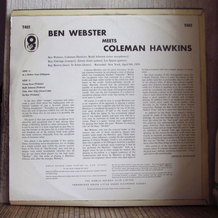 Платівка Бен Вебстер та Колеман Хокінз | Ben Webster And Coleman Hawkins – Ben Webster Meets Coleman Hawkins