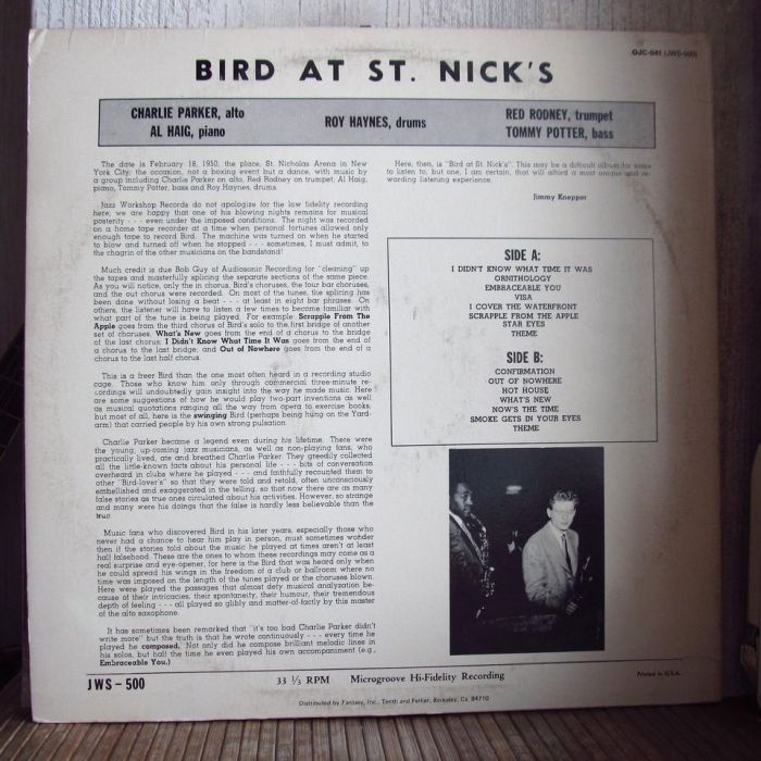 Платівка Чарлі Паркер | Charlie Parker – Bird At St. Nick's