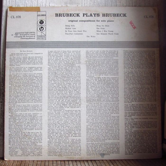 Платівка Дейв Брубек | Dave Brubeck – Brubeck Plays Brubeck