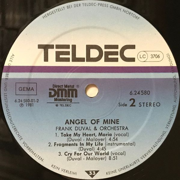 Платівка Frank Duval & Orchestra – Angel Of Mine