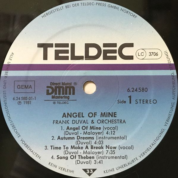 Платівка Frank Duval & Orchestra – Angel Of Mine