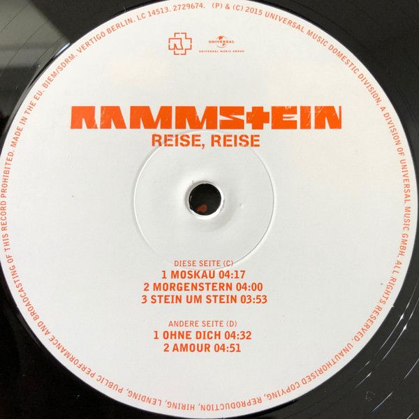 Платівка Рамштайн - Подорож, подорож | Rammstein – Reise, Reise(2xLP)