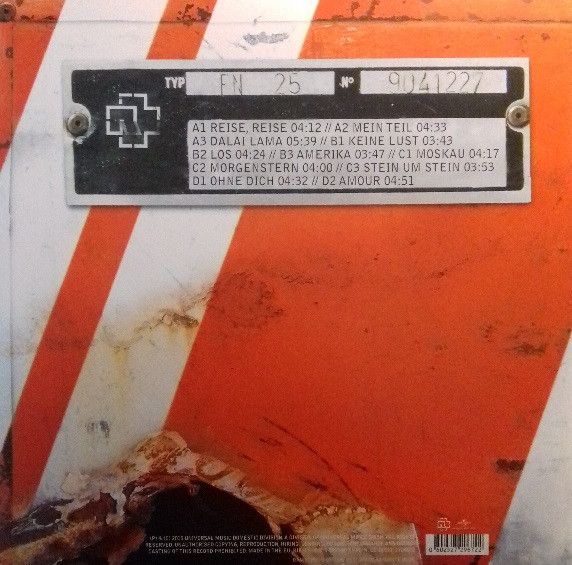 Платівка Рамштайн - Подорож, подорож | Rammstein – Reise, Reise(2xLP)