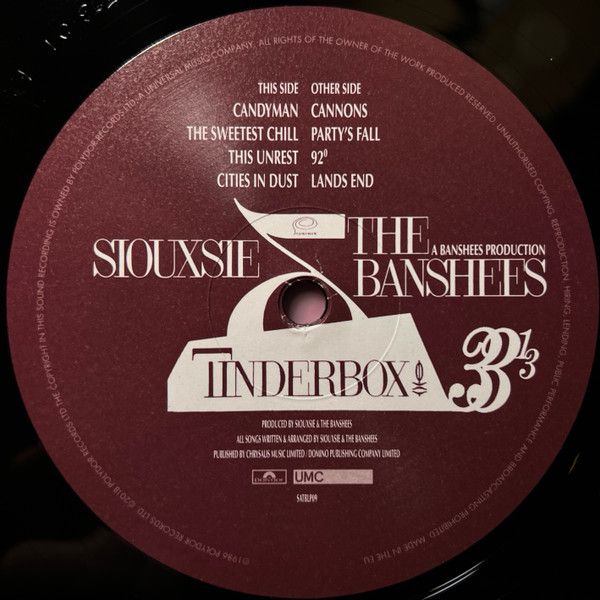 Платівка Siouxsie And The Banshees –Tinderbox|Сусі та Банші-Тіндербокс