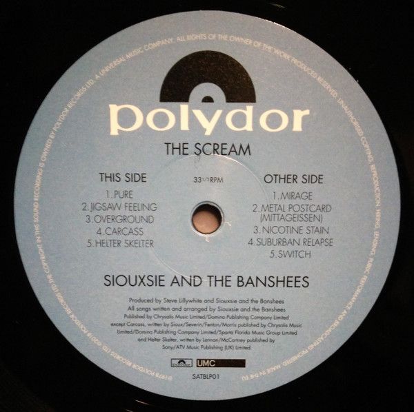 Платівка Siouxsie And The Banshees – The Scream |Сусі та Банші-Крик