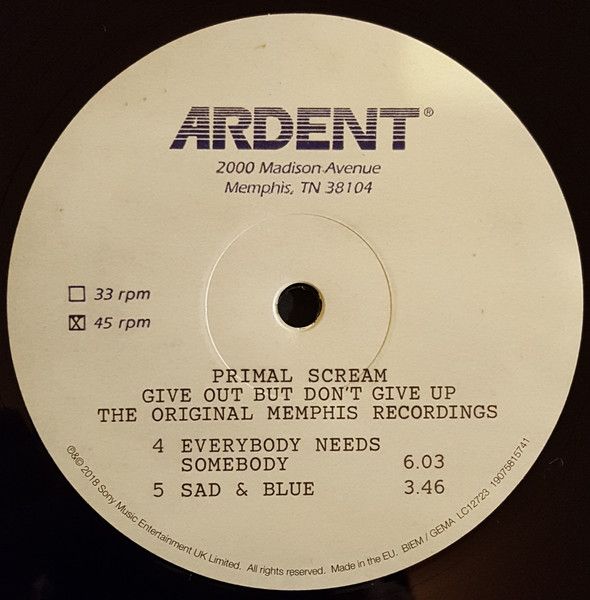 Платівка Primal Scream – Give Out But Don't Give Up (The Original Memphis Recordings)|Первісний крик-Віддавати, але не здаватися(2xLP)