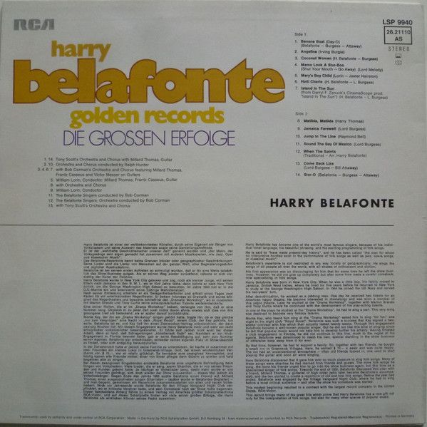 Платівка Harry Belafonte – Golden Records - Die Grossen Erfolge|Гаррі Белафонте