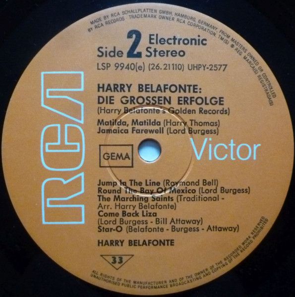 Платівка Harry Belafonte – Golden Records - Die Grossen Erfolge|Гаррі Белафонте