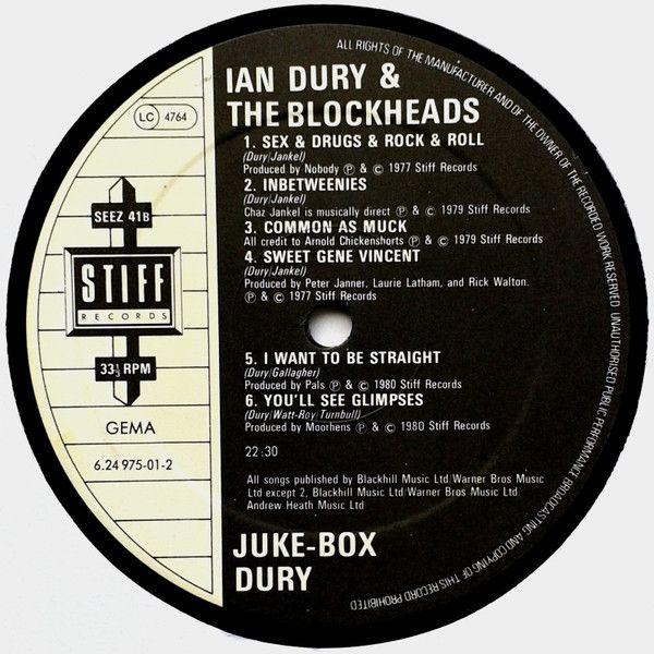 Платівка Ian Dury And The Blockheads – Jukebox Dury|Ієн Дюрі та дурні-Музичний автомат Дюрі(LP, Compilation, Vinyl)