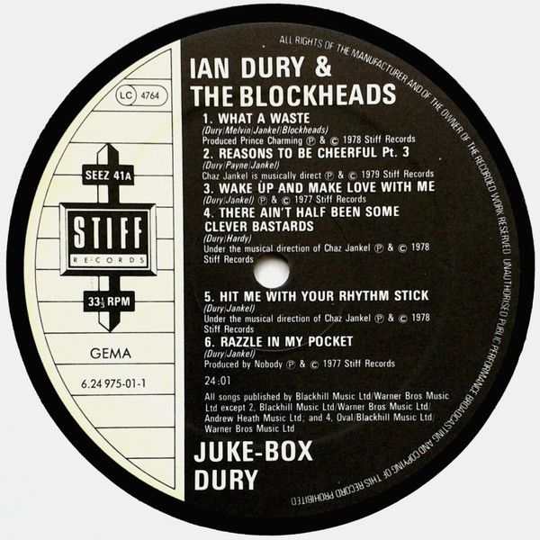 Платівка Ian Dury And The Blockheads – Jukebox Dury|Ієн Дюрі та дурні-Музичний автомат Дюрі(LP, Compilation, Vinyl)