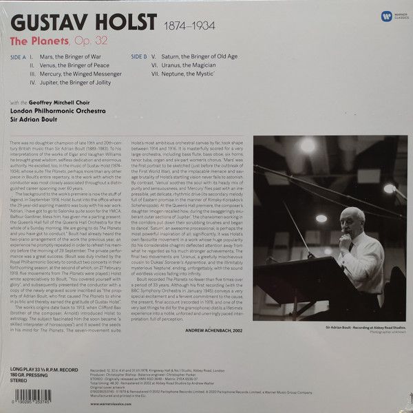 Платівка Holst, Sir Adrian Boult, London Philharmonic Orchestra, Geoffrey Mitchell Choir – The Planets|Сер Адріан Седрік Булт