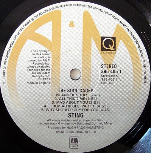 Платівка Sting – The Soul Cages|Стінг-Клітки душі