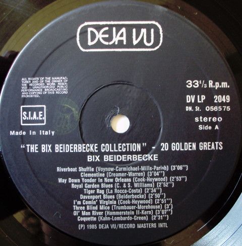 Платівка Bix Beiderbecke – The Bix Beiderbecke Collection - 20 Golden Greats| Бікс Бейдербеке колекція