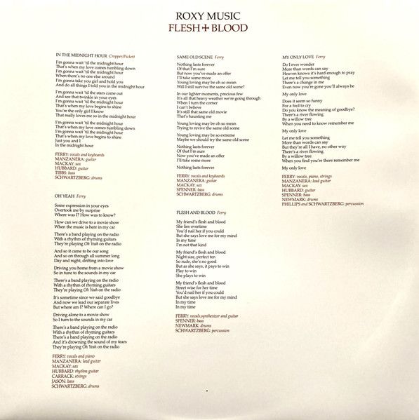 Платівка Roxy Music – Flesh + Blood|Музика Роксі-Плоть + Кров