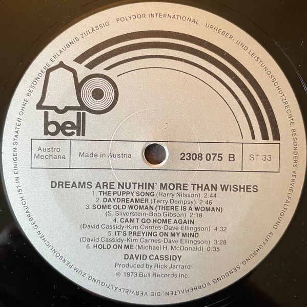 Платівка David Cassidy – Dreams Are Nuthin' More Than Wishes...| Девід Кессіді