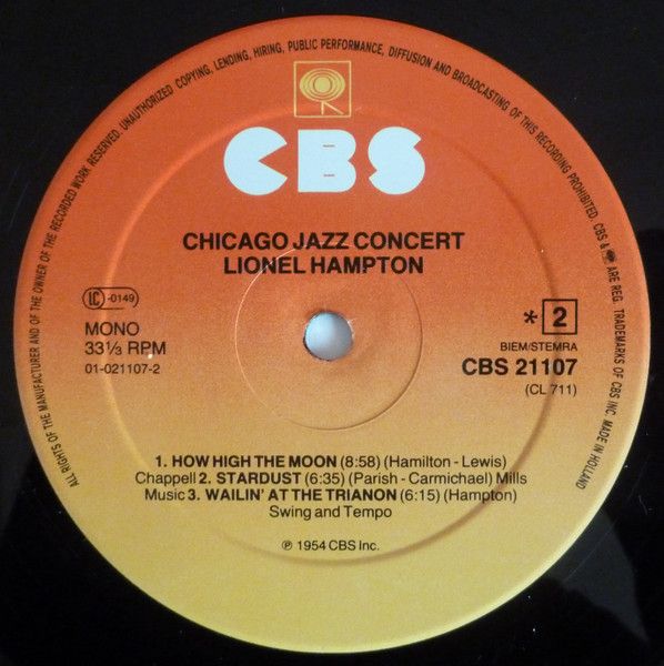 Платівка Lionel Hampton And His Orchestra – Chicago Jazz Concert|Лайонел Гемптон