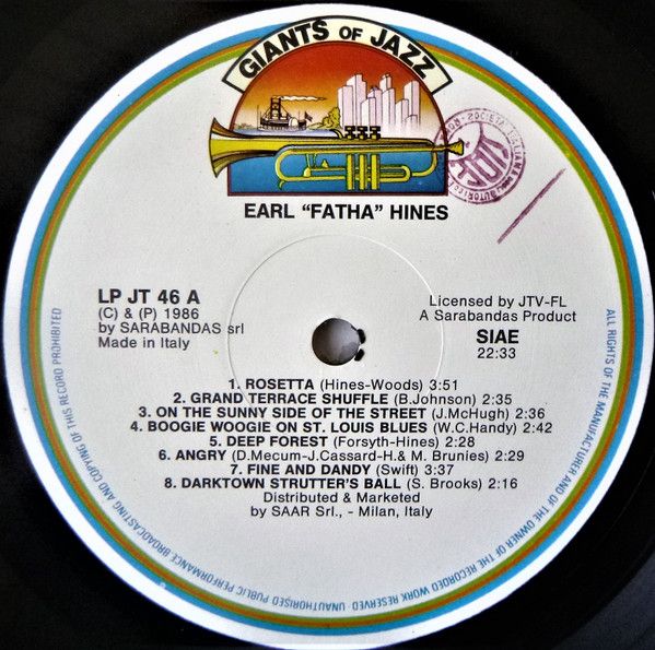 Платівка Earl Hines – Earl 'Fatha' Hines | Ерл Хайнс
