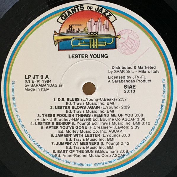 Платівка Lester Young – Lester Young | Лестер Янг