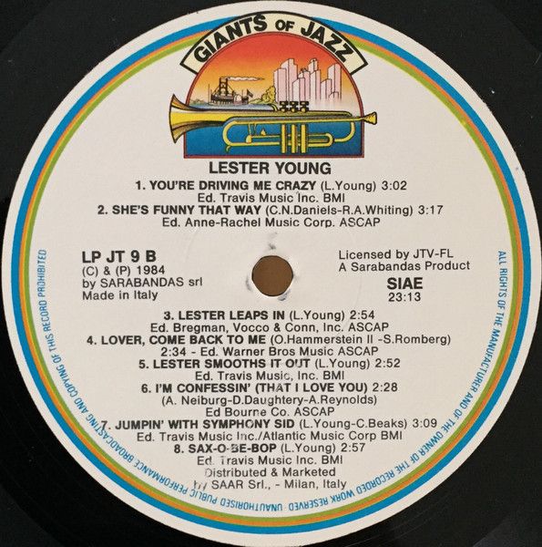 Платівка Lester Young – Lester Young | Лестер Янг