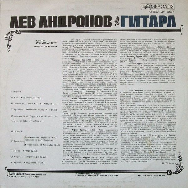 Платівка Лев Андронов – Гітара