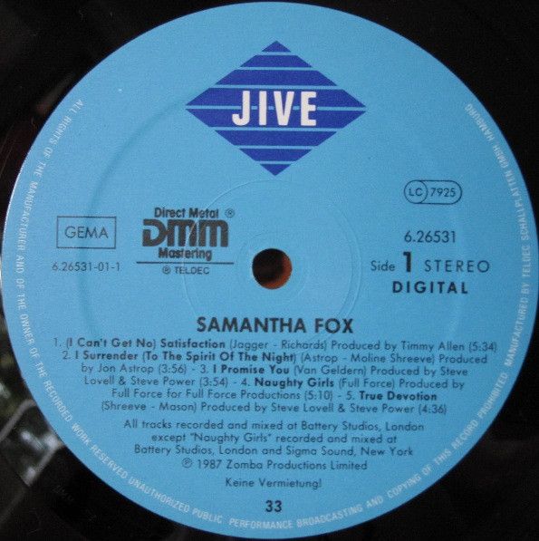 Платівка Samantha Fox – Samantha Fox | Саманта Фокс