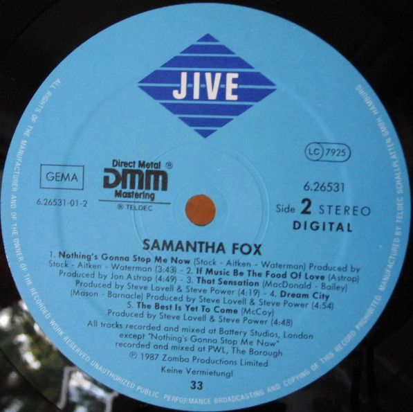Платівка Samantha Fox – Samantha Fox | Саманта Фокс