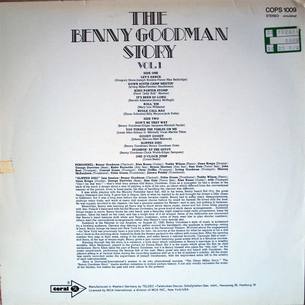 Платівка Benny Goodman – The Benny Goodman Story Vol. 1