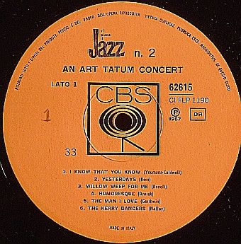 Платівка Art Tatum – An Art Tatum Concert Plus His First Three Recorded Solos | Арт Татум