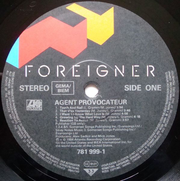 Платівка Foreigner – Agent Provocateur | Іноземець – Агент-провокатор
