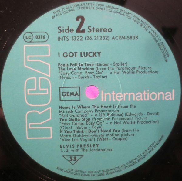 Платівка Elvis Presley – I Got Lucky | Елвіс Преслі –Мені пощастило