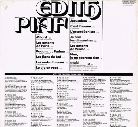 Платівка Edith Piaf – Ihre Grossen Erfolge | Едіт Піаф