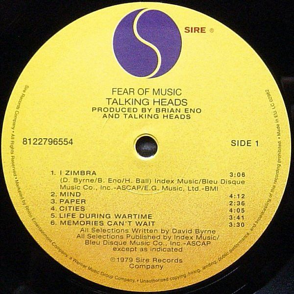 Платівка Talking Heads – Fear Of Music|Талкінг Хейдс-Страх Музики