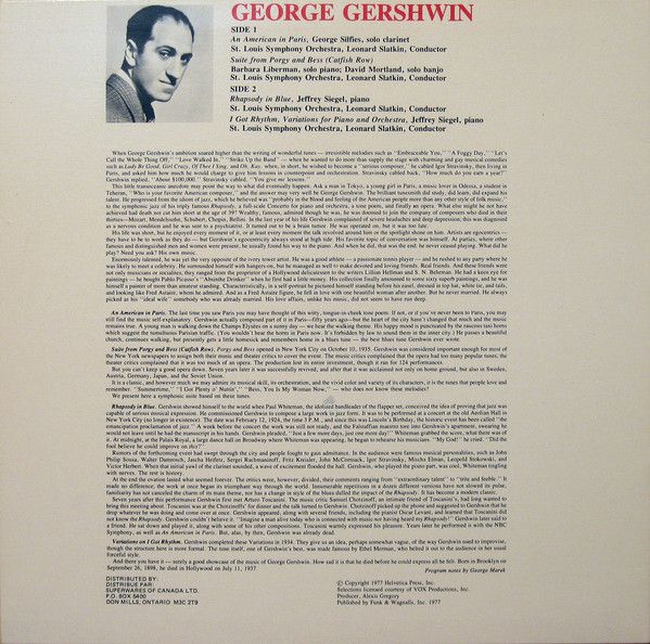 Платівка Leonard Slatkin, St. Louis Symphony Orchestra – Great Music Of Our Time/George Gershwin