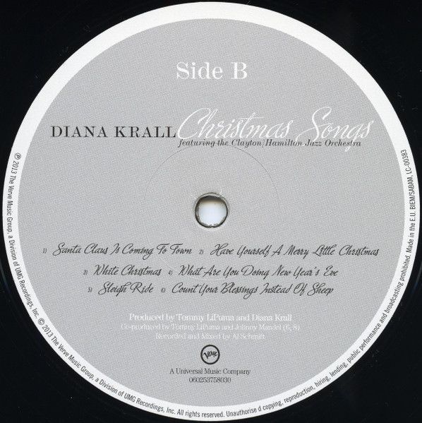 Платівка Diana Krall Featuring The Clayton/Hamilton Jazz Orchestra – Christmas Songs|Діана Кралл за участю The Clayton/Hamilton Jazz Orchestra-Різдвяні пісні