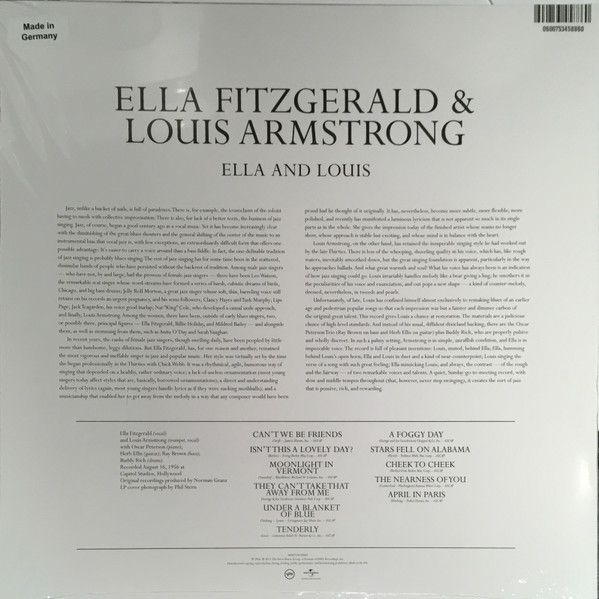 Платівка Ella Fitzgerald & Louis Armstrong – Ella And Louis|Елла Фіцджеральд , Луї Армстронг