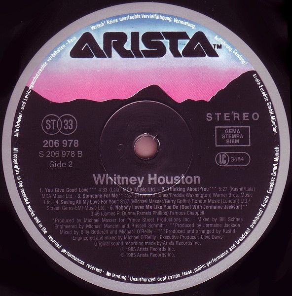Платівка Whitney Houston – Вітні Х'юстон