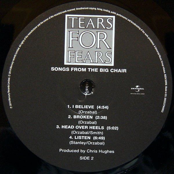 Платівка Tears For Fears – Songs From The Big Chair|Сльози за страхи-Пісні з великого крісла