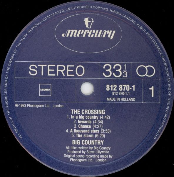 Платівка Big Country – The Crossing