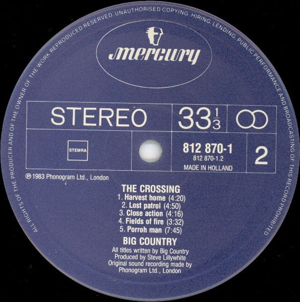 Платівка Big Country – The Crossing