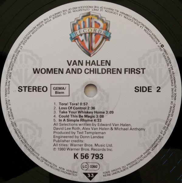 Платівка Van Halen – Women And Children First