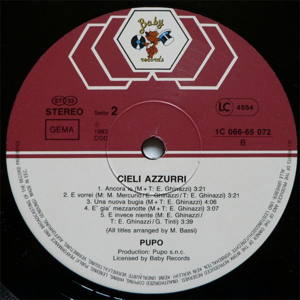 Платівка Pupo – Cieli Azzurri