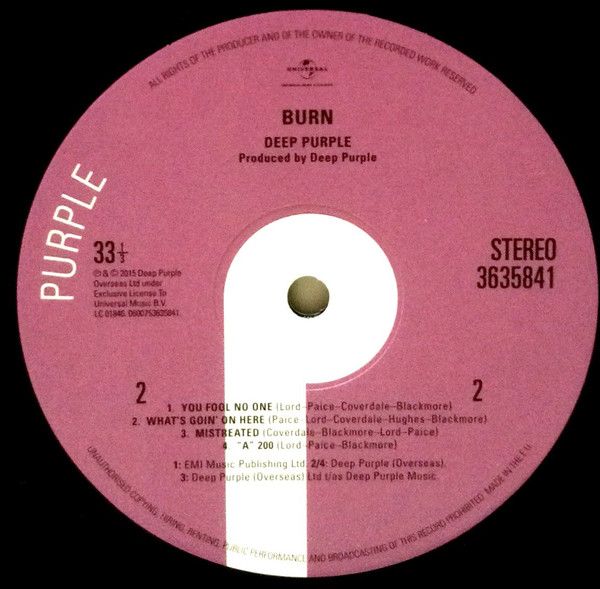 Платівка Deep Purple – Burn|Темно фіолетовий-Спалити