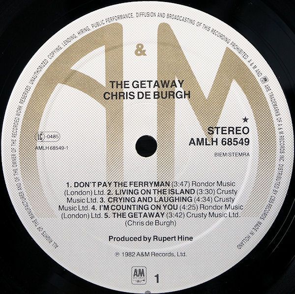 Платівка Chris de Burgh – The Getaway | Кріс де Бург