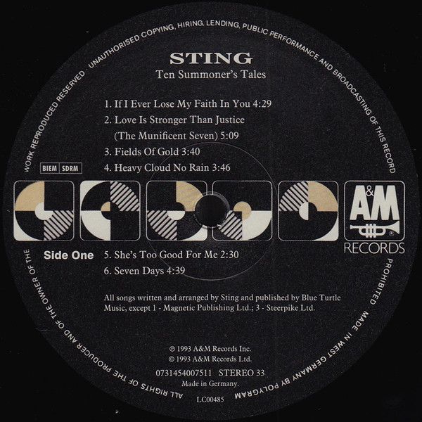 Платівка Sting - Ten Summoner's tales |Стінг-Десять оповідань призивача